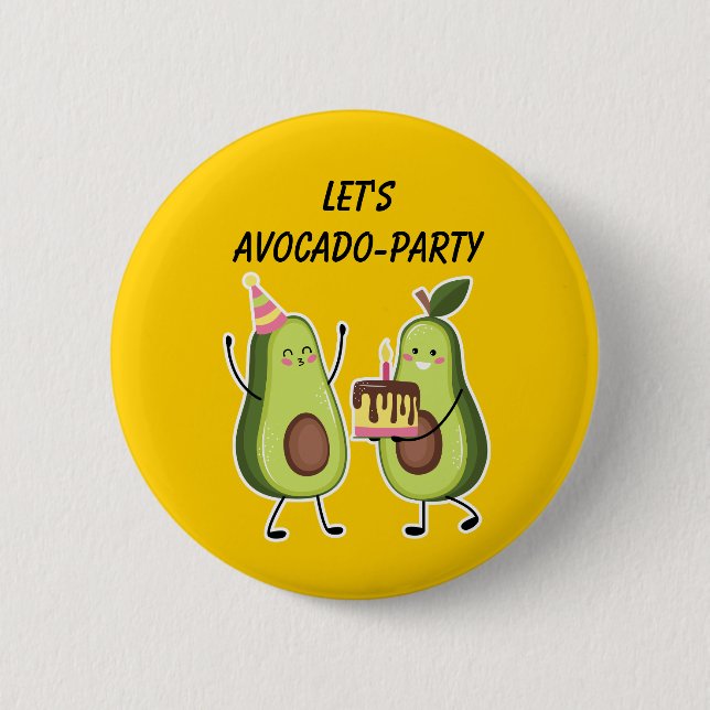 Avocado Birthday Celebration Custom Pin Button (Vorderseite)