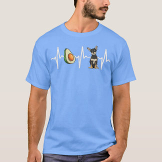 Avocado Black Chihuahua Heartbeat Dog Lover T-Shirt
