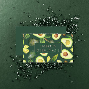 Avocado Blüten   Dunkelgrün Rustikal Beruflich Visitenkarte