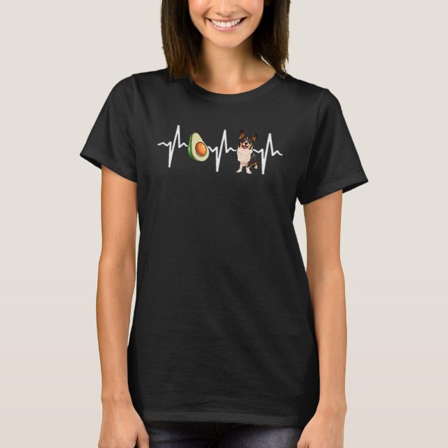 Avocado Cardigan Welsh Corgi Heartbeat Dog T-Shirt (Vorderseite)