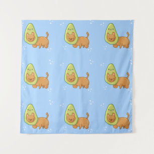 Avocado Cat Tapestry Wandteppich