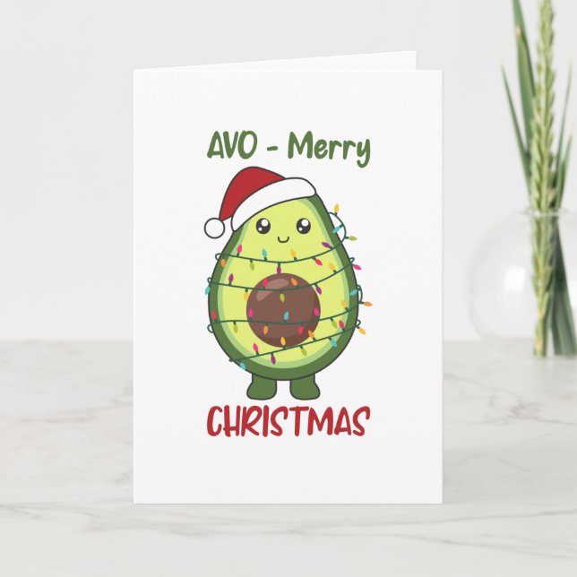 Avocado Christmas Lights Funny Avocados Karte (Vorderseite)