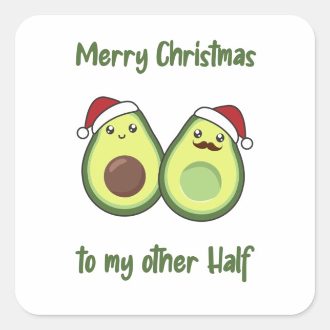 Avocado Christmas Lights Funny Avocados Quadratischer Aufkleber (Vorderseite)