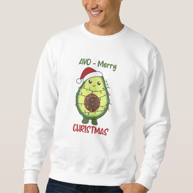 Avocado Christmas Lights Funny Avocados Sweatshirt (Vorderseite)