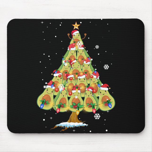 Avocado Christmas Tree Santa ELF Avocado Lover Mousepad (Vorne)