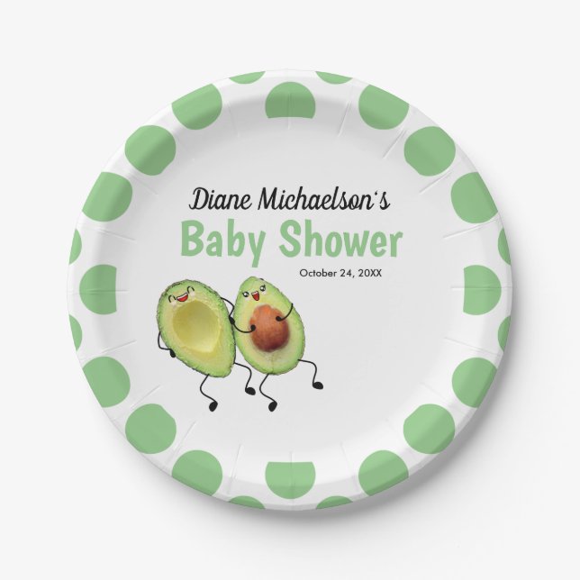 Avocado Couple Baby Dusche Pappteller (Vorderseite)