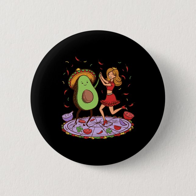 Avocado Dancing Salsa Cinco De Mayo Mexican Avocad Button (Vorderseite)