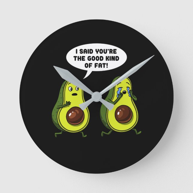 Avocado der gute feine Vegane Witz Runde Wanduhr (Vorderseite)