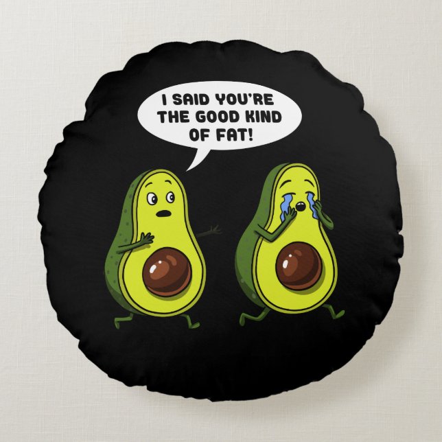 Avocado der gute feine Vegane Witz Rundes Kissen (Vorderseite)