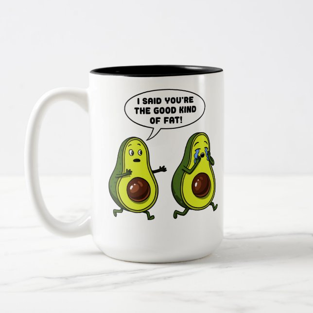 Avocado die gute Art des fetten lustigen veganen Zweifarbige Tasse (Links)