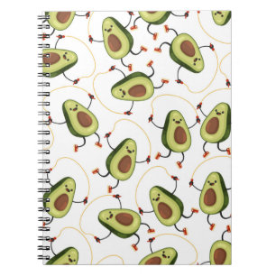 Avocado Fitness: Niedliches Vintages Muster Notizblock