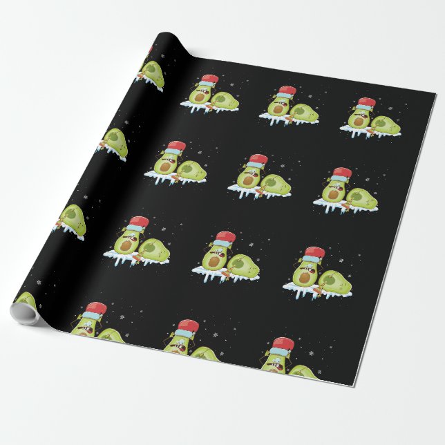 Avocado Frohe Weihnachten Vegane Pajama Weihnachts Geschenkpapier (Ungerollt)