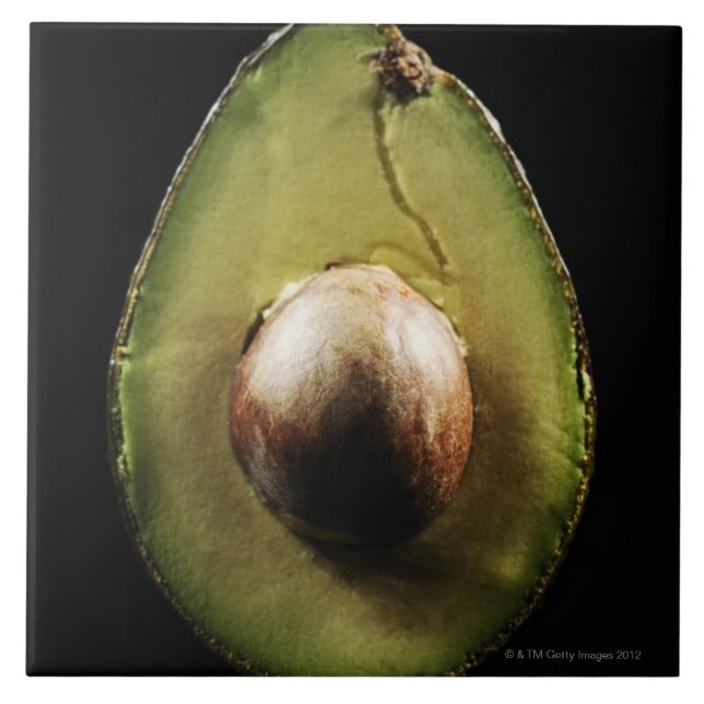 Avocado, Frucht, schwarzer Hintergrund Fliese (Vorderseite)