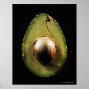 Avocado, Frucht, schwarzer Hintergrund Poster