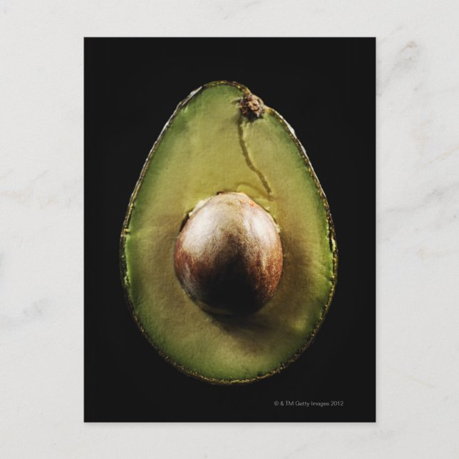 Avocado, Frucht, schwarzer Hintergrund Postkarte (Vorderseite)