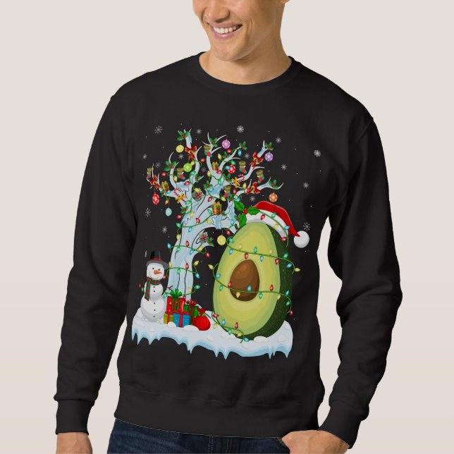 Avocado Fruit Xmas Tree Lighting Weihnachtsmannmüt Sweatshirt (Vorderseite)