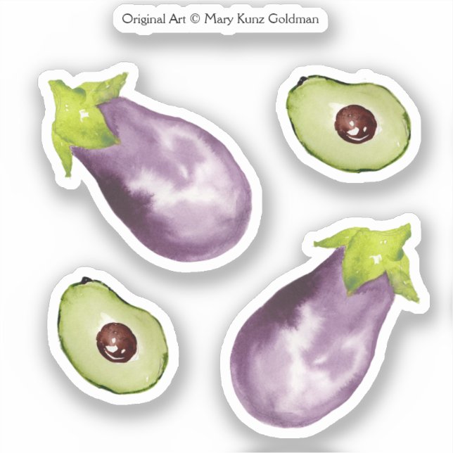 Avocado Gemüse handIllustriert gesund essen Aufkleber (Vorderseite)