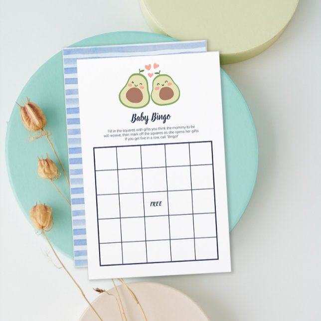 Avocado Gender Neutral Baby Shower Bingo Spiel (Avocado Gender Neutral Baby Shower Bingo Game)