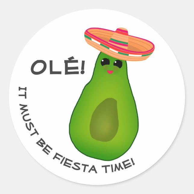 Avocado Girl und Sombrero Runder Aufkleber (Vorderseite)