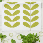 Avocado Green Blume Retro Mitte Jahrhundert Modern Geschirrtuch<br><div class="desc">Dieses fabelhafte,  moderne Küchenhandtuch aus der Mitte des Jahrhunderts besticht durch die avocado-grünen Blätter auf einem Stalk auf weißem Hintergrund. Dies wird eine fantastische Ergänzung zu Ihrer Küchendekoration sein!</div>