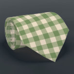 Avocado Green Cream Cottagecore Gingham Karo Krawatte<br><div class="desc">Moderner Picknick-Trend im Frühling mit Gingham kariertes Tartan-Muster in Avocado-Grün und Creme-Farben.</div>