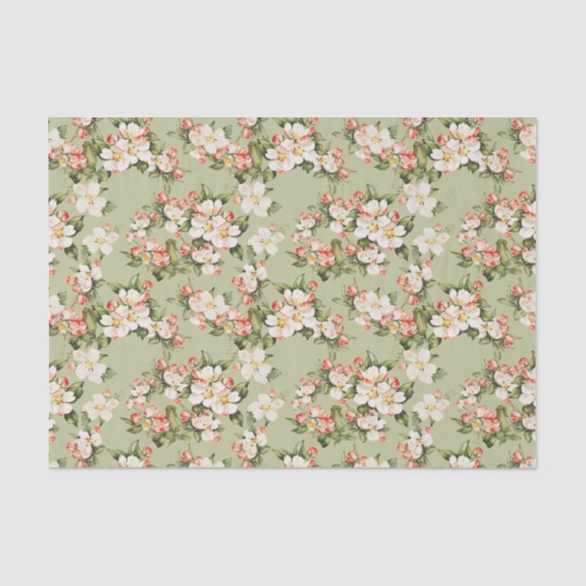 Avocado Green Floral Elegant Seidenpapier (Vorderseite)