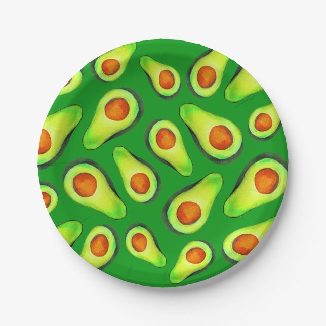 Avocado Green Health Frucht Feinschmecker Pappteller (Vorderseite)