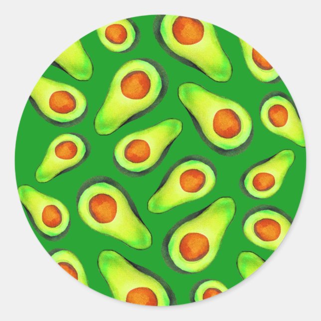 Avocado Green Health Frucht Feinschmecker Runder Aufkleber (Vorderseite)