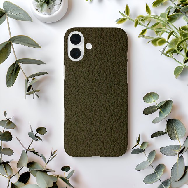 Avocado Green Imitats Leather iPhone 16 Plus Hülle (Von Creator hochgeladen)