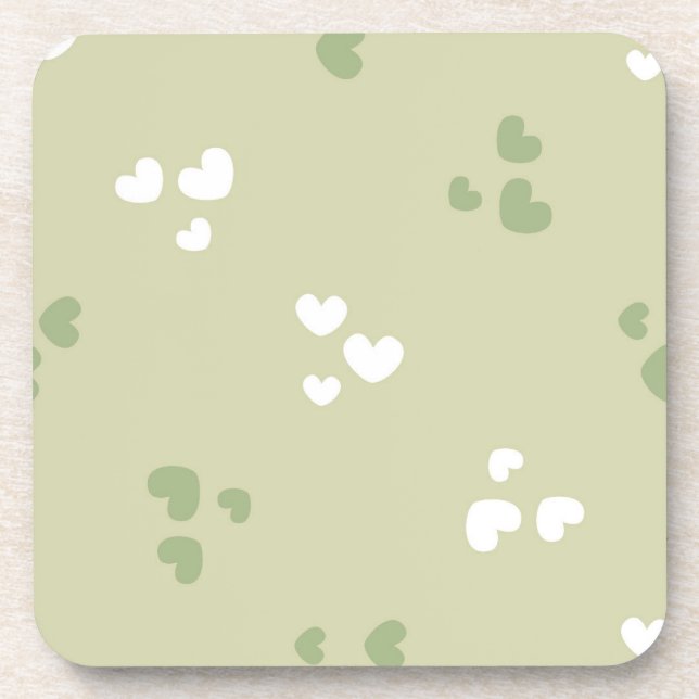 Avocado Green Liebe Hearts Untersetzer (Vorderseite)