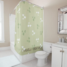Avocado Green Love Hearts Douche rideau