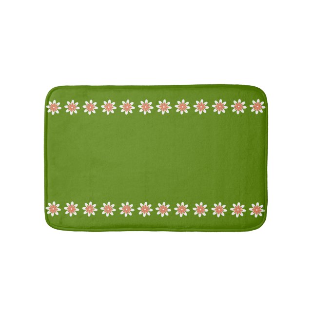 Avocado Green Minimal Blume Border Retro Badematte (Vorderseite)