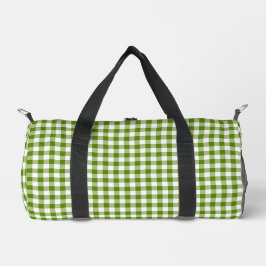 Avocado Green Plaid Gingham Retro Color Duffle Bag