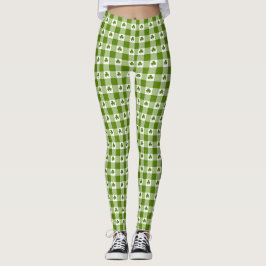 Avocado Green Plaid Shamrock Clover Retro Color Leggings