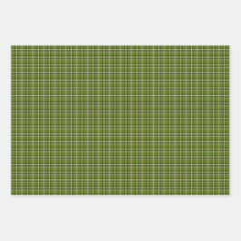Avocado Green Plaid Windowpane Pattern Retro Geschenkpapier Set