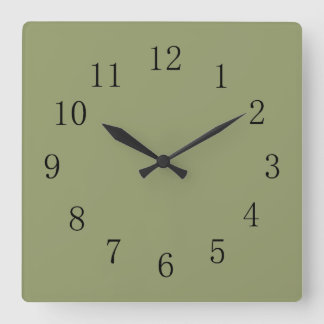Avocado Green Square Wall Clock Quadratische Wanduhr