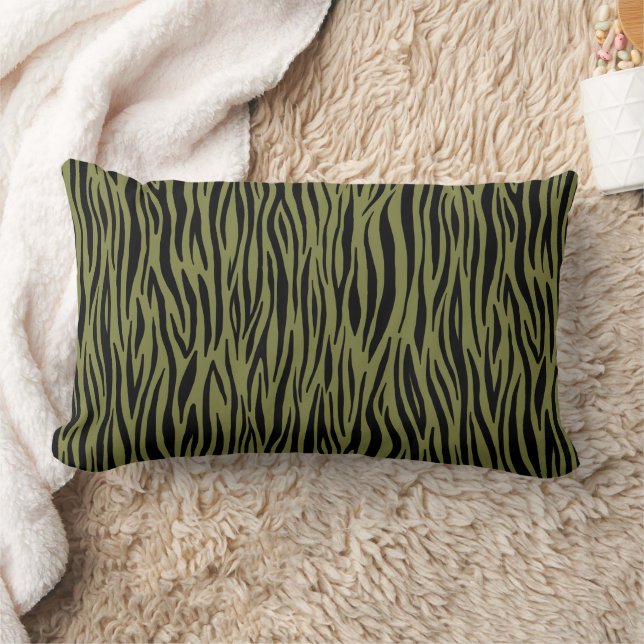 Avocado Green Tiger Stripe Pillow Lendenkissen (Decke)