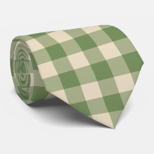 Avocado-Grün Cottagecore Gingham-Karo Plaid Krawatte