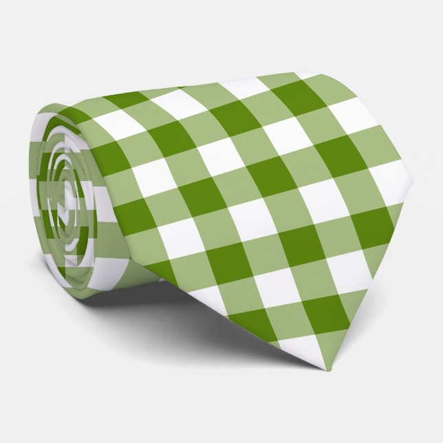 Avocado-Grün Kariert Gingham Retro-Farben Schlips Krawatte (Gerollt)