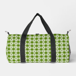 Avocado-Grünes Herz Karo Gingham Retro-Farbe Duffle Bag