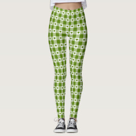 Avocado-Grünes Herz Karo Gingham Retro-Farbe Leggings