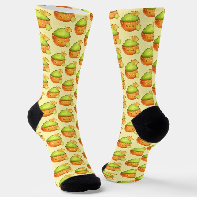 Avocado Guacamole und Tortilla Chips Socken (Gewinkelt)