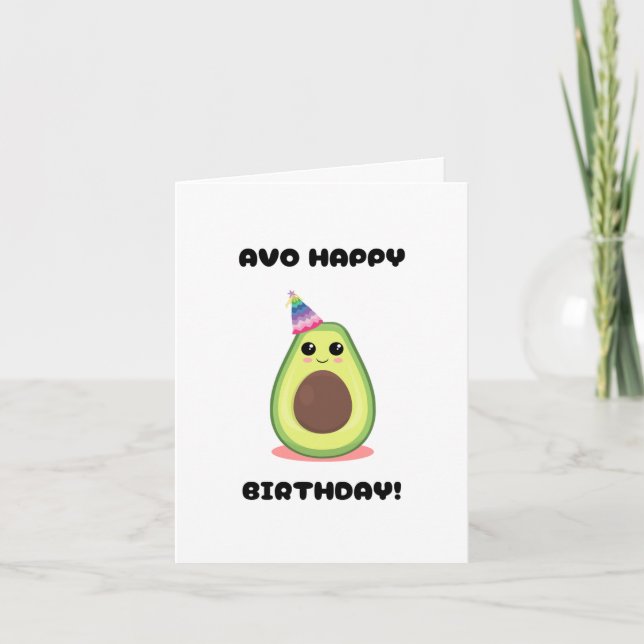 Avocado Happy Birthday Karte (Vorderseite)