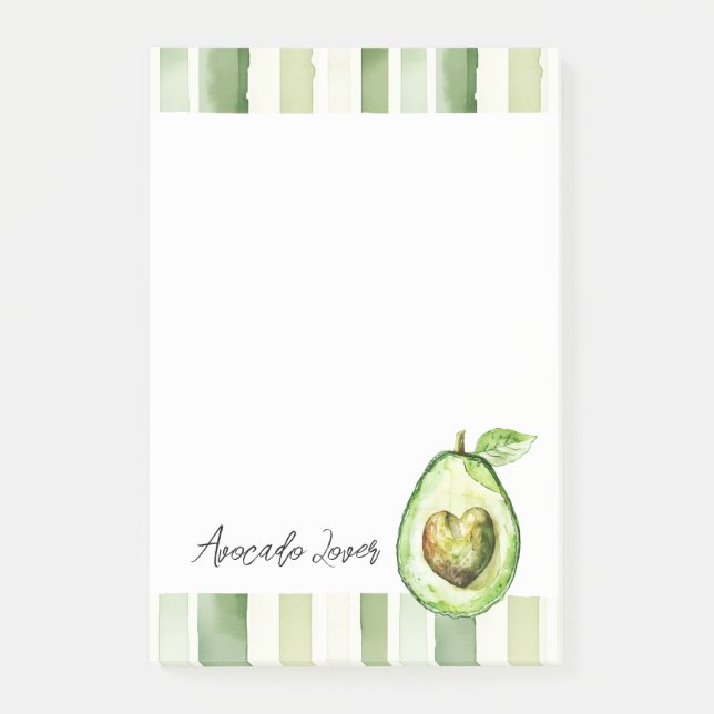 Avocado Heart Green Stripes Post-it Klebezettel (Vorderseite)