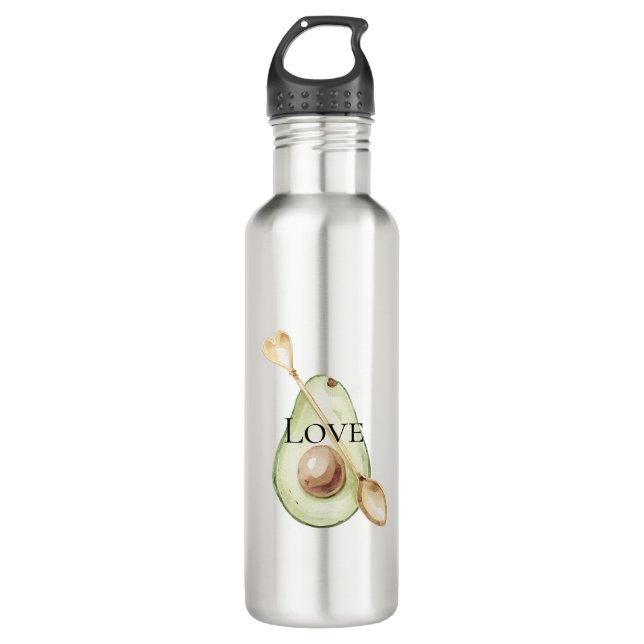 Avocado Heart Spoon Love Edelstahlflasche (Vorderseite)