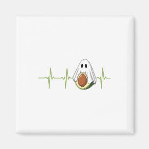 Avocado Heartbeat Halloween Ghost Boocado Veganes Magnet