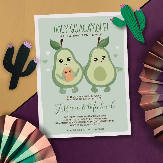 Avocado Holy Guacamole Lesbian Babydusche Einladung (Von Creator hochgeladen)