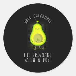 Avocado Ich bin schwanger mit einem Jungen Runder Aufkleber