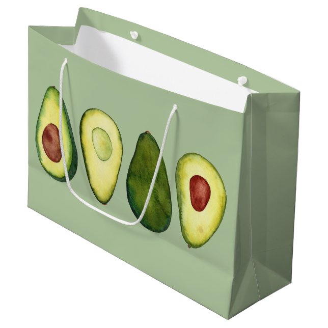 Avocado Illustration  Große Geschenktüte (Vorderseite Schrägansicht)