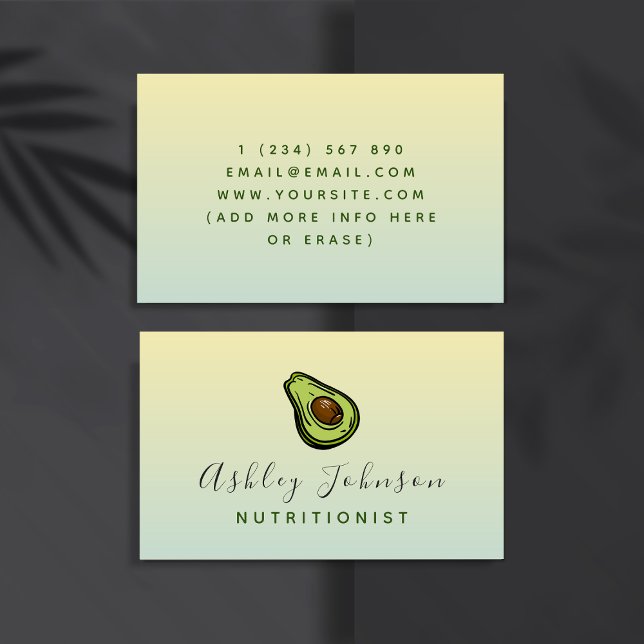 Avocado Illustration Nutritionist Dietician Ombre Visitenkarte (Von Creator hochgeladen)